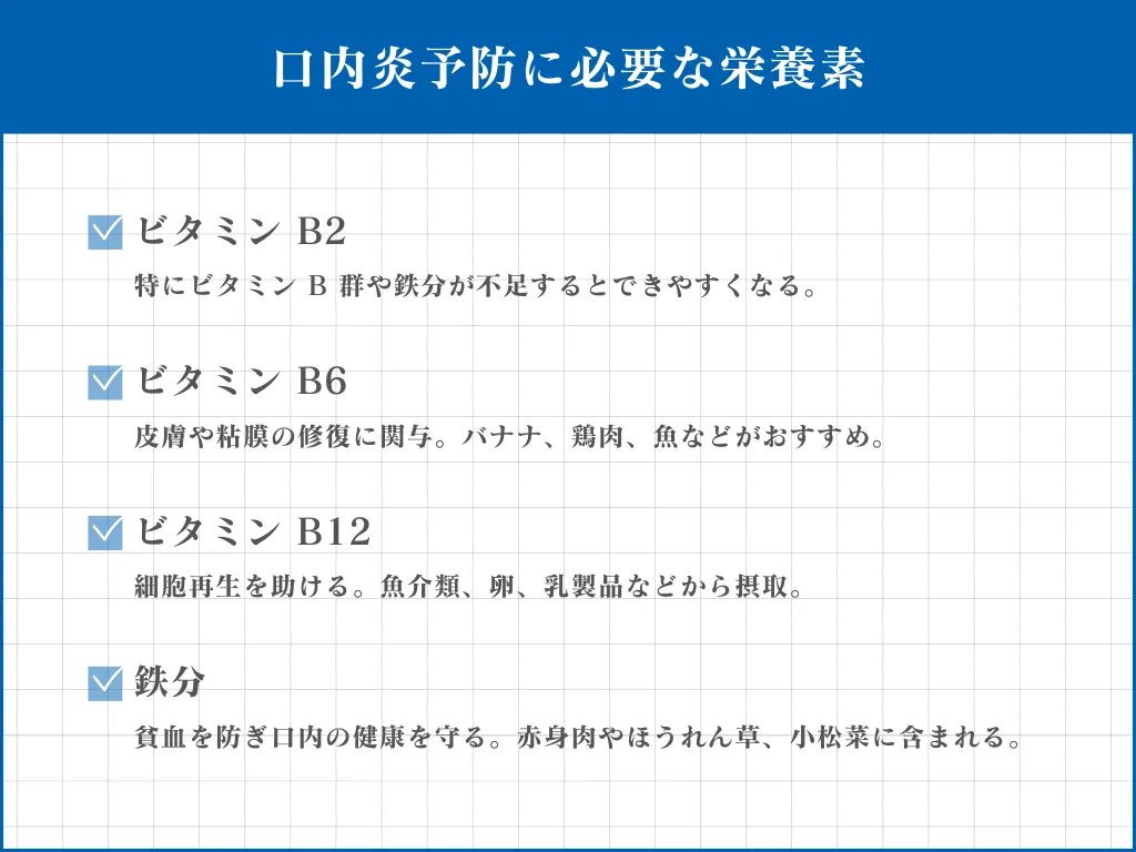口内炎予防に必要な栄養素